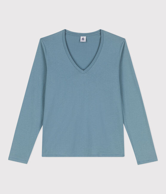 Women's Straight Cotton V-Neck T-Shirt ROVER blue