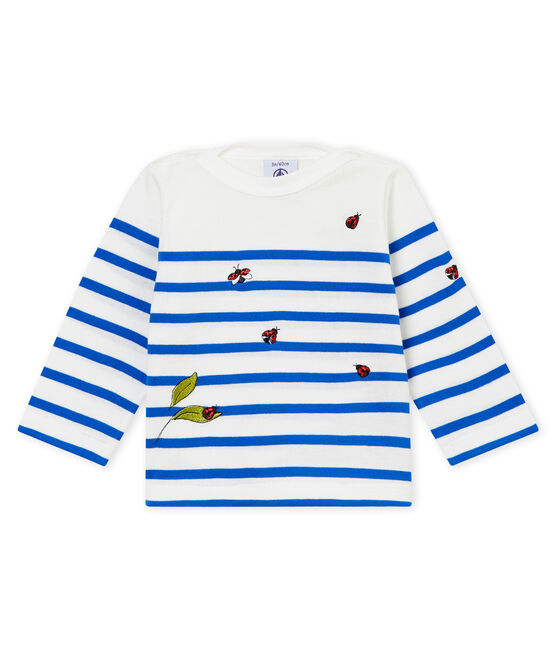 Baby girl's creative sailor top MARSHMALLOW white/PERSE blue