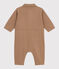 Babies' long, plain overall-style cotton playsuit ROCHE CLAIR beige
