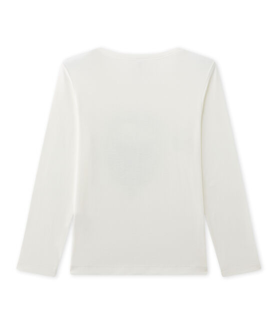 Boy's long-sleeved screen print tee COQUILLE beige