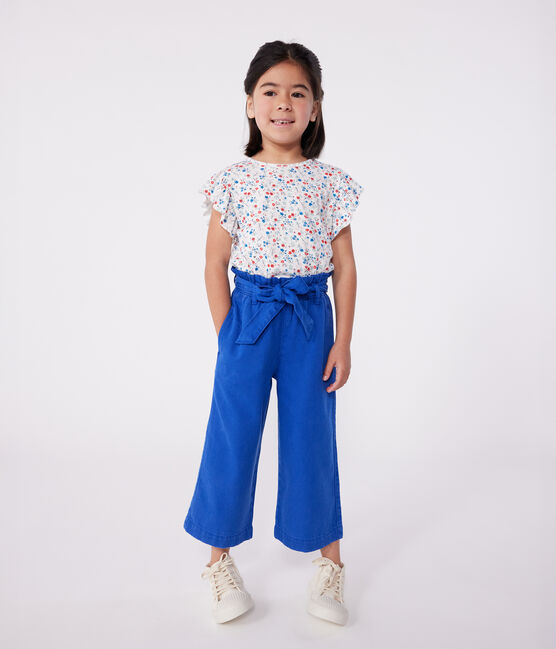 Children's short-sleeved floral cotton T-shirt MARSHMALLOW white/MULTICO white