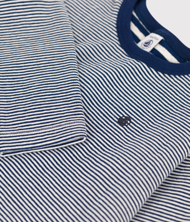 Boys' Long-Sleeved Tube Knit T-Shirt blue/beige