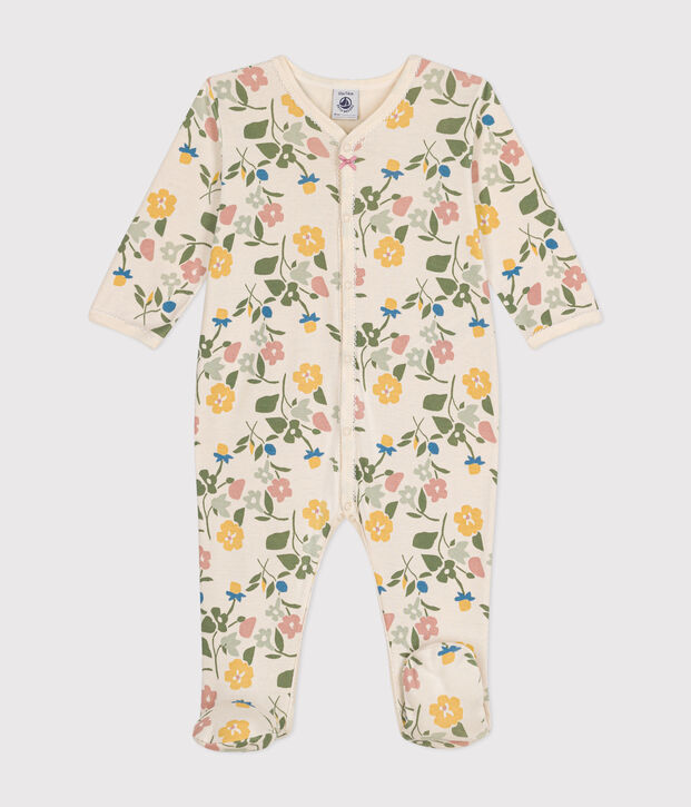 Babies' Floral Print Cotton Pyjamas Ecru/multicolor