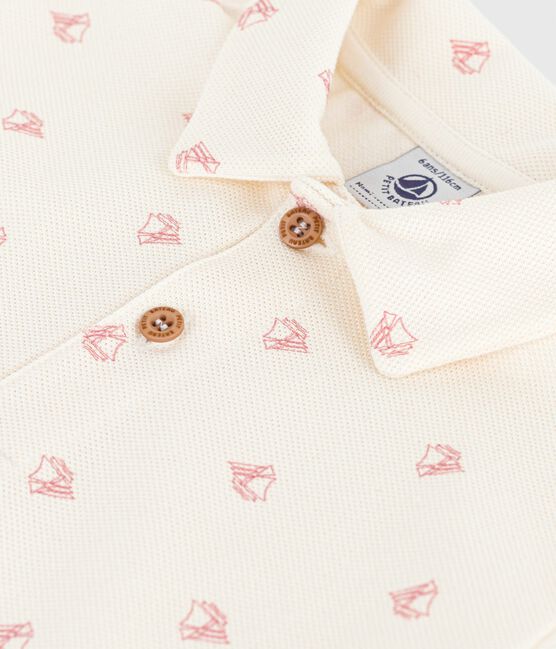 Children's short-sleeved printed cotton polo shirt MILK red/POMPEI