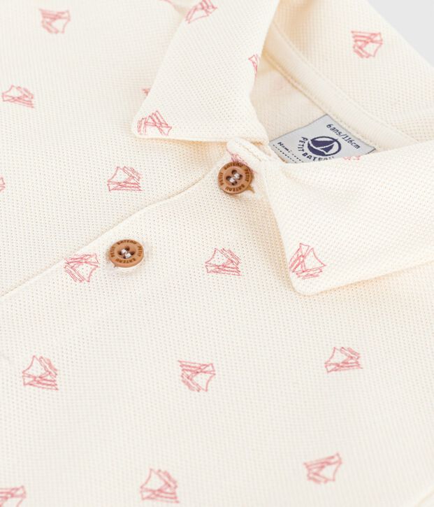 Children's short-sleeved printed cotton polo shirt red/red