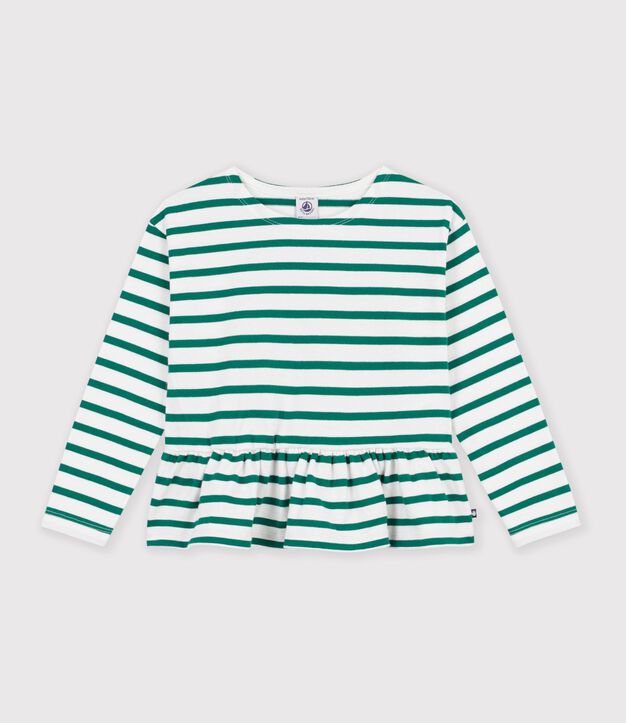 Children's cotton Breton top green/green