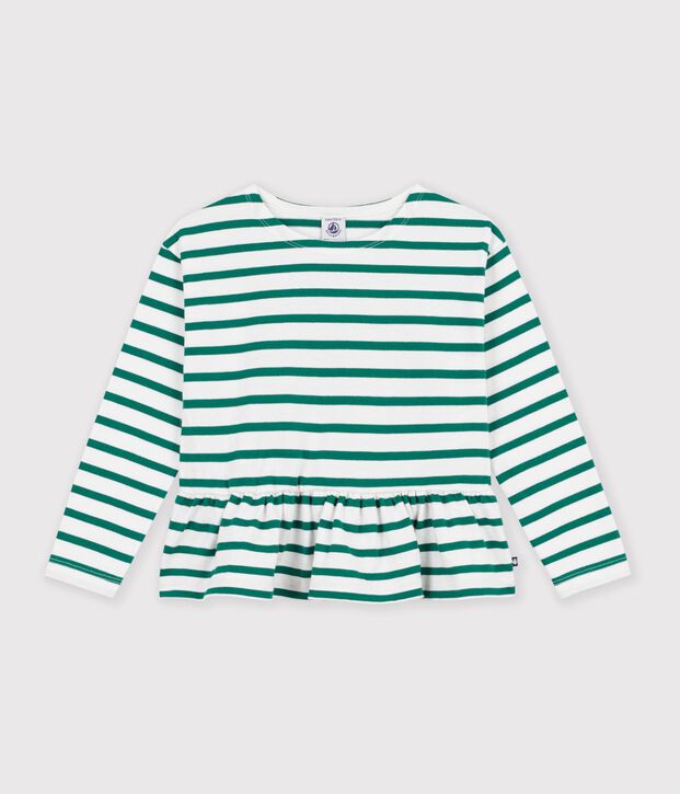 Children's cotton Breton top green/green