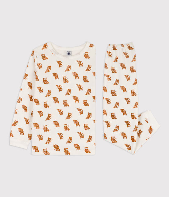Children's velour pyjamas MARSHMALLOW white/ECUREUIL