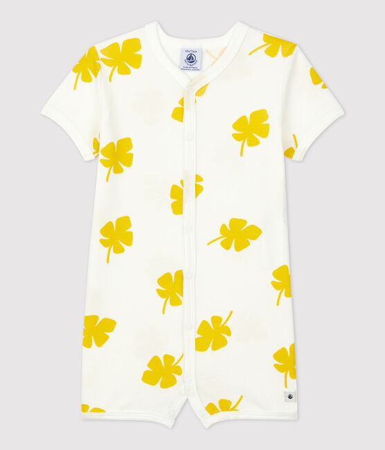 Babies' Botanic Print Cotton Playsuit MARSHMALLOW white/ORGE