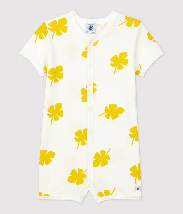 Babies' Botanic Print Cotton Playsuit white/yellow