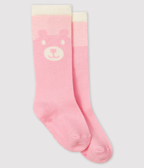 High-length baby socks MINOIS pink/MARSHMALLOW white
