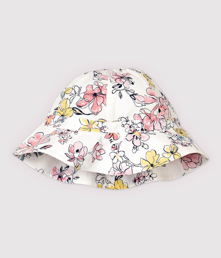Girls' Poplin Floppy Hat MARSHMALLOW white/MULTICO white