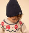 Unisex wool and cotton jacquard knit pullover MONTELIMAR beige/MULTICO white