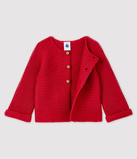 Baby girl's wool and cotton mix cardigan POPPY pink