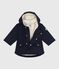 Babies' plain mid-length parka SMOKING blue