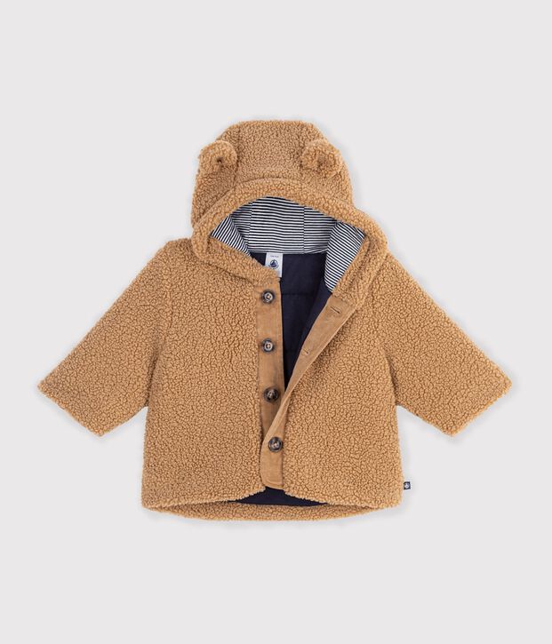 Babies' sherpa coat with a hood LATTE