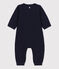 Babies' Plain Organic Tube Knit Long Playsuit SMOKING blue