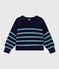 Children's unisex stripy wool and cotton pullover SMOKING /AZUL