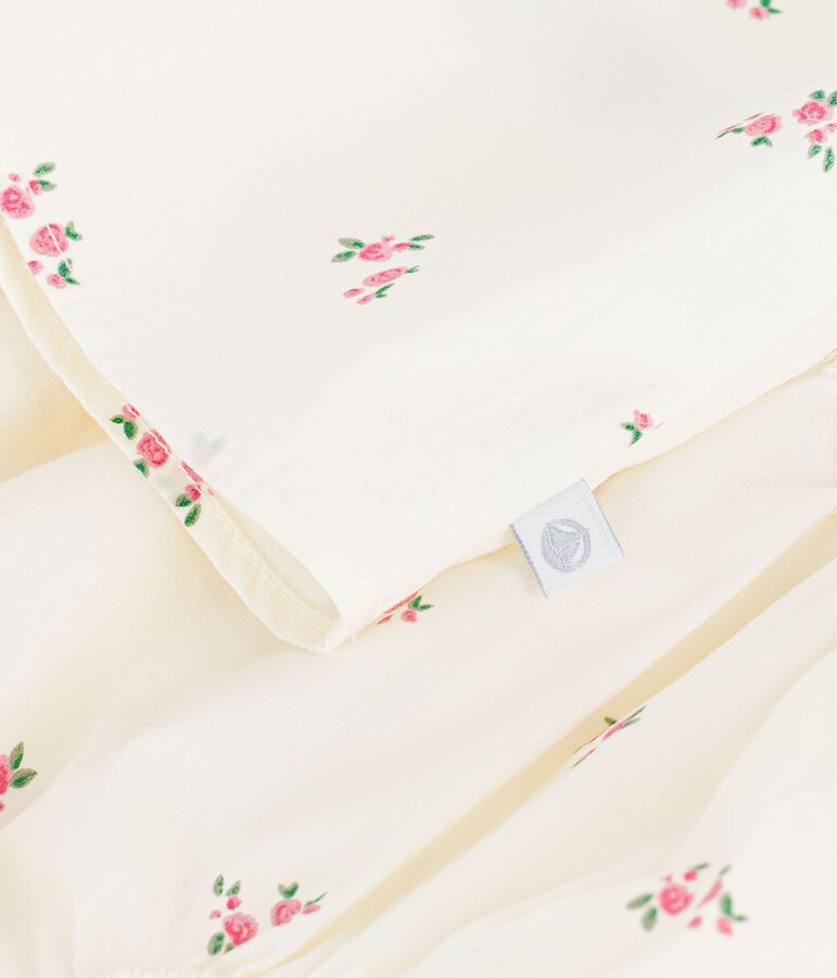 Babies' cotton baby dress with bloomers, printed with flowers Ecru/multicolor