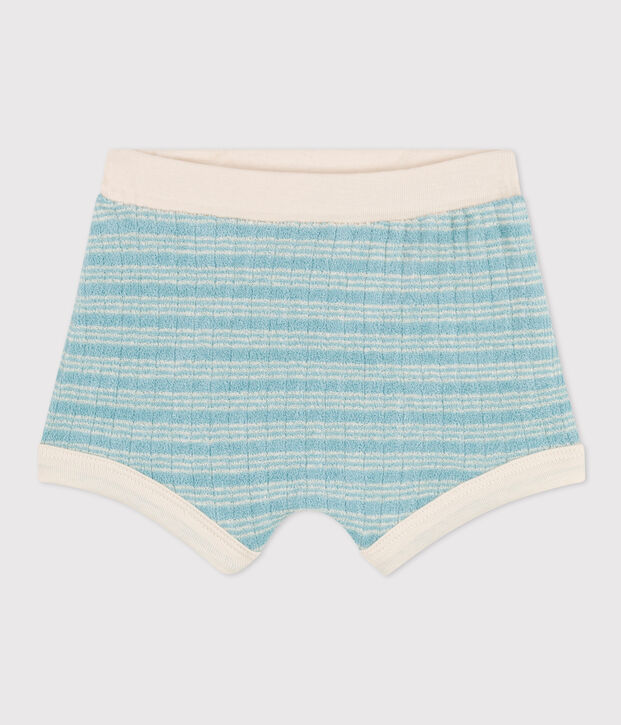 Babies' Stripy Terry Shorts green/ecru
