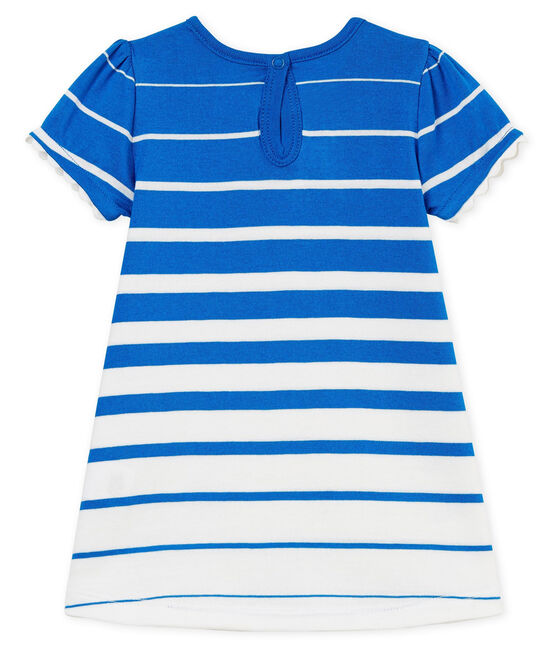 Baby girls' striped dress RIYADH blue/MARSHMALLOW CN white