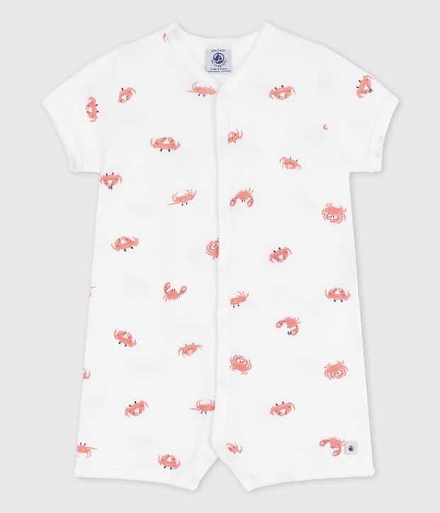 Babies' Little Crab Themed Cotton Playsuit white/multicolor