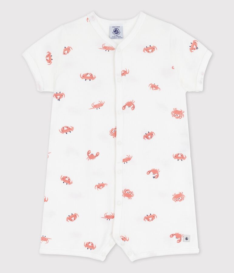 Babies' Little Crab Themed Cotton Playsuit white/multicolor