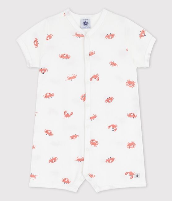 Babies' Little Crab Themed Cotton Playsuit MARSHMALLOW white/MULTICO white
