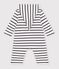 Baby's striped hooded all-in-one white/blue