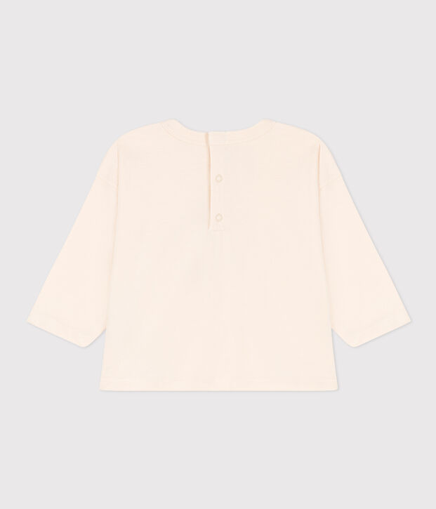Babies' Long-Sleeved Jersey T-Shirt Ecru/red