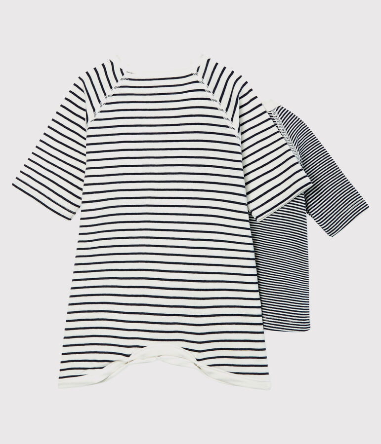 Babies' Stripy Organic Cotton Kimono Bodysuit and Undershirt Set multicolor