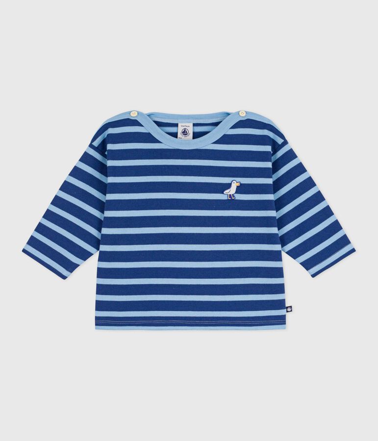 Babies' cotton Breton top with a seagull badge CREPUSCULE /FLO