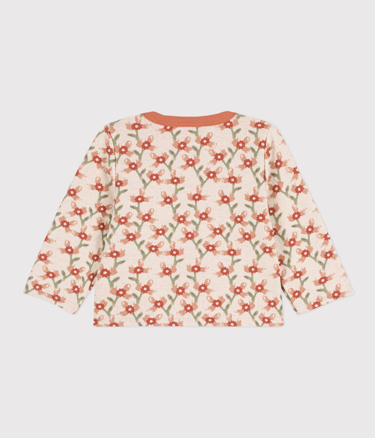 Babies' Patterned Quilted Tube Knit Cardigan Ecru/multicolor