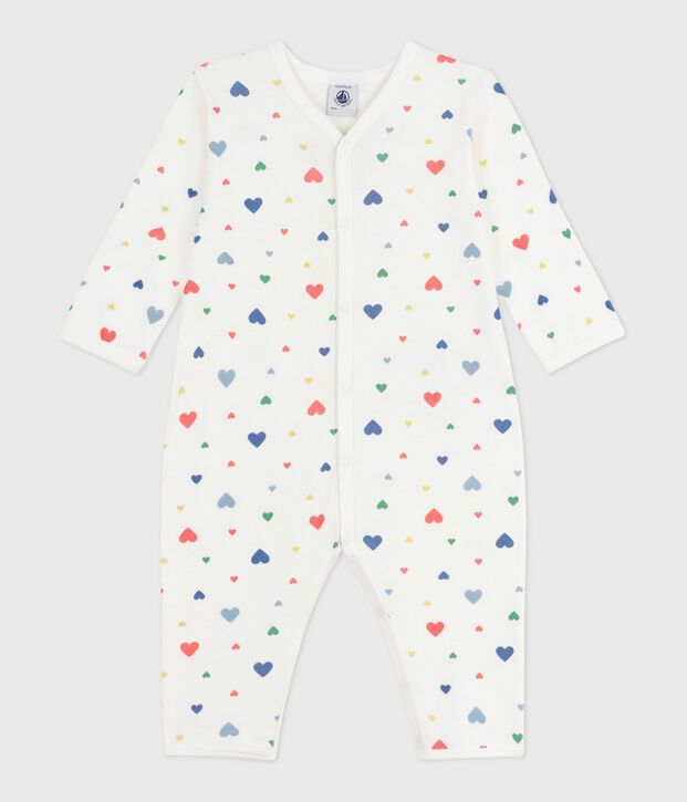 Babies' footless printed cotton pyjama suit white/multicolor