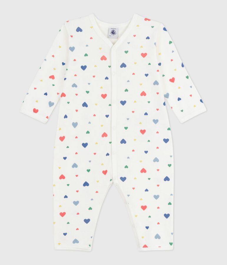 Babies' footless printed cotton pyjama suit white/multicolor