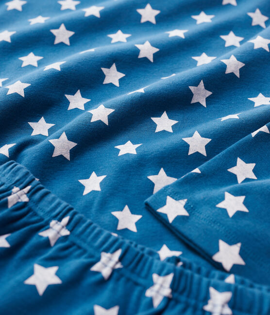 Boys' Star Print Organic Cotton Pyjamas MALLARD /MARSHMALLOW