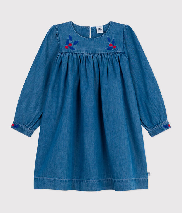 Children's long-sleeved denim dress blue