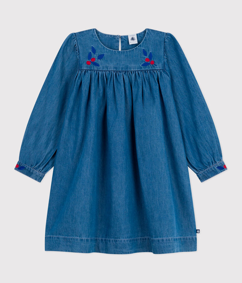 Children's long-sleeved denim dress blue