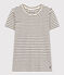 Women's Straight Round-Neck Cotton T-Shirt AVALANCHE white/SMOKING blue