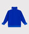 Children's zipped stand-up collar sweatshirt in plain cotton PERSE blue