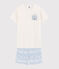 Unisex Blue and White Ribbed Short Pyjamas MARSHMALLOW white/COOL blue