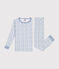 Children's fitted rocket-pattern printed cotton pyjamas MARSHMALLOW white/MULTICO white