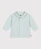 Babies' long-sleeved plain cotton/linen shirt blue