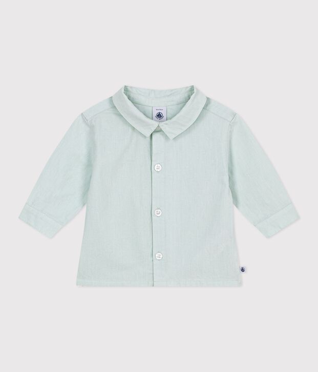 Babies' long-sleeved plain cotton/linen shirt SPRAY