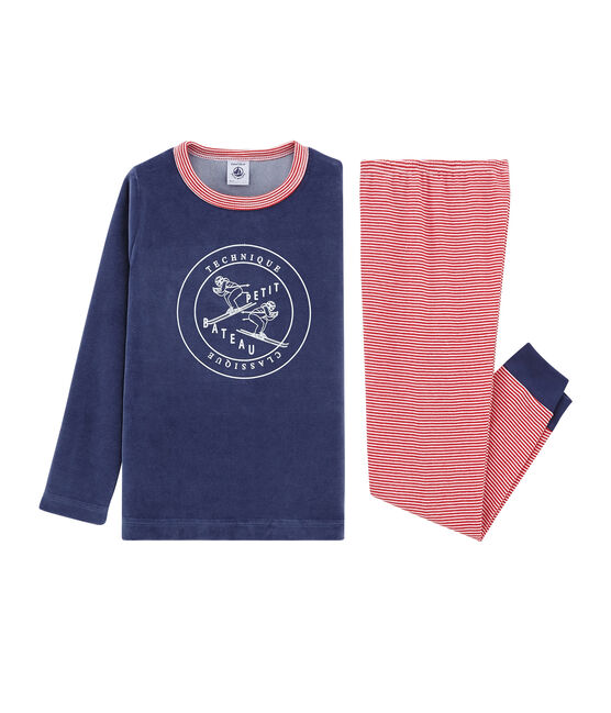 Girls' Velour Pyjamas CHALOUPE blue/MULTICO white