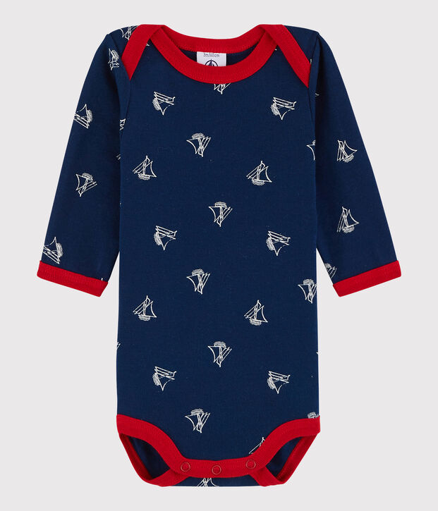 Baby Boys' Long-Sleeved Bodysuit blue/white