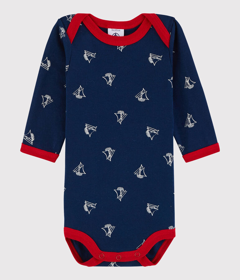 Baby Boys' Long-Sleeved Bodysuit blue/white