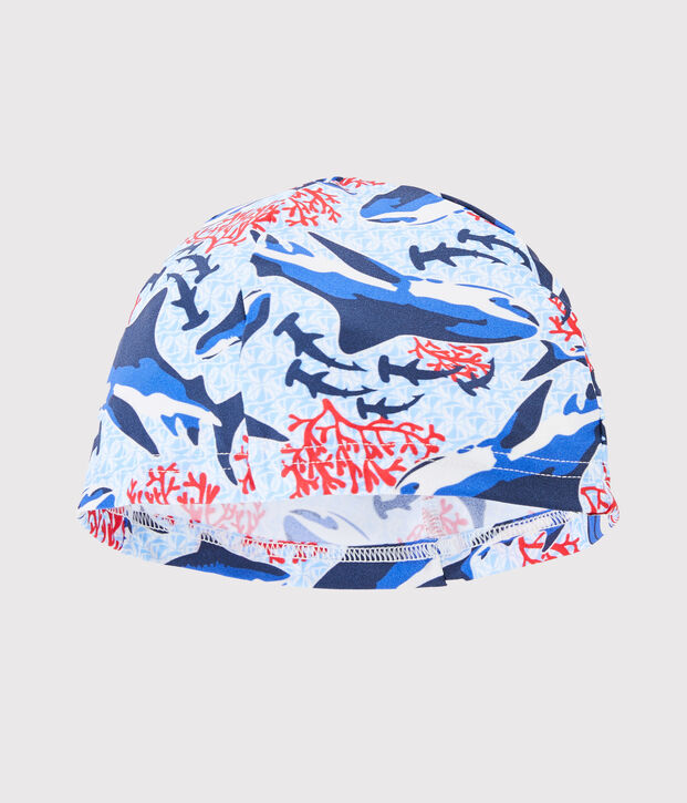 Anti-UV UPF 50+ swimming cap for boys white/multicolor