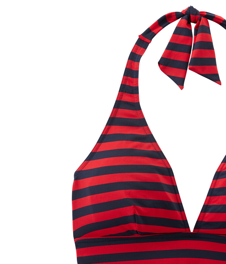 Women's one-piece sailor-stripe swimsuit blue/red