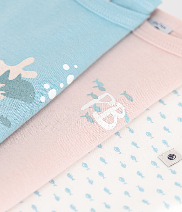 Babies' short-sleeved cotton bodysuits - 3-Pack multicolor